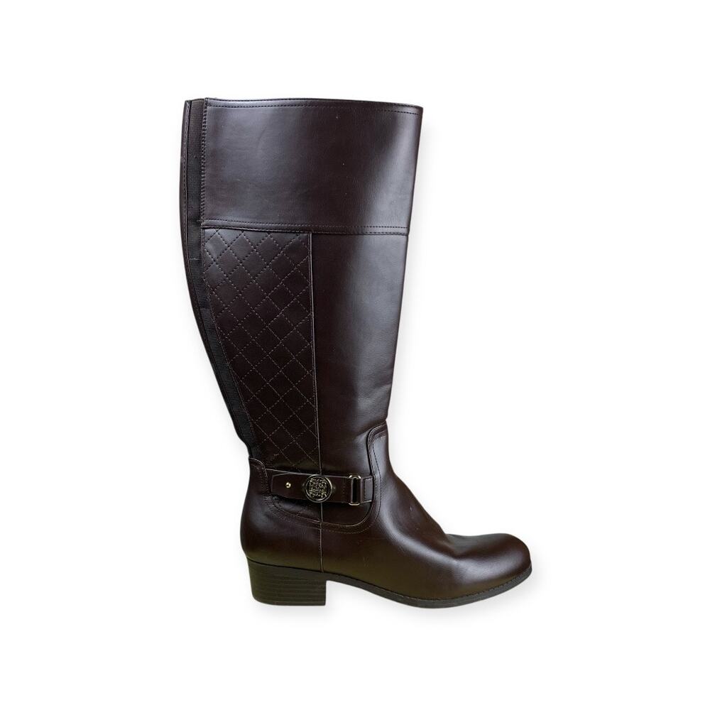 Liz Claiborne Dark Brown Quilted Leather Knee Boots